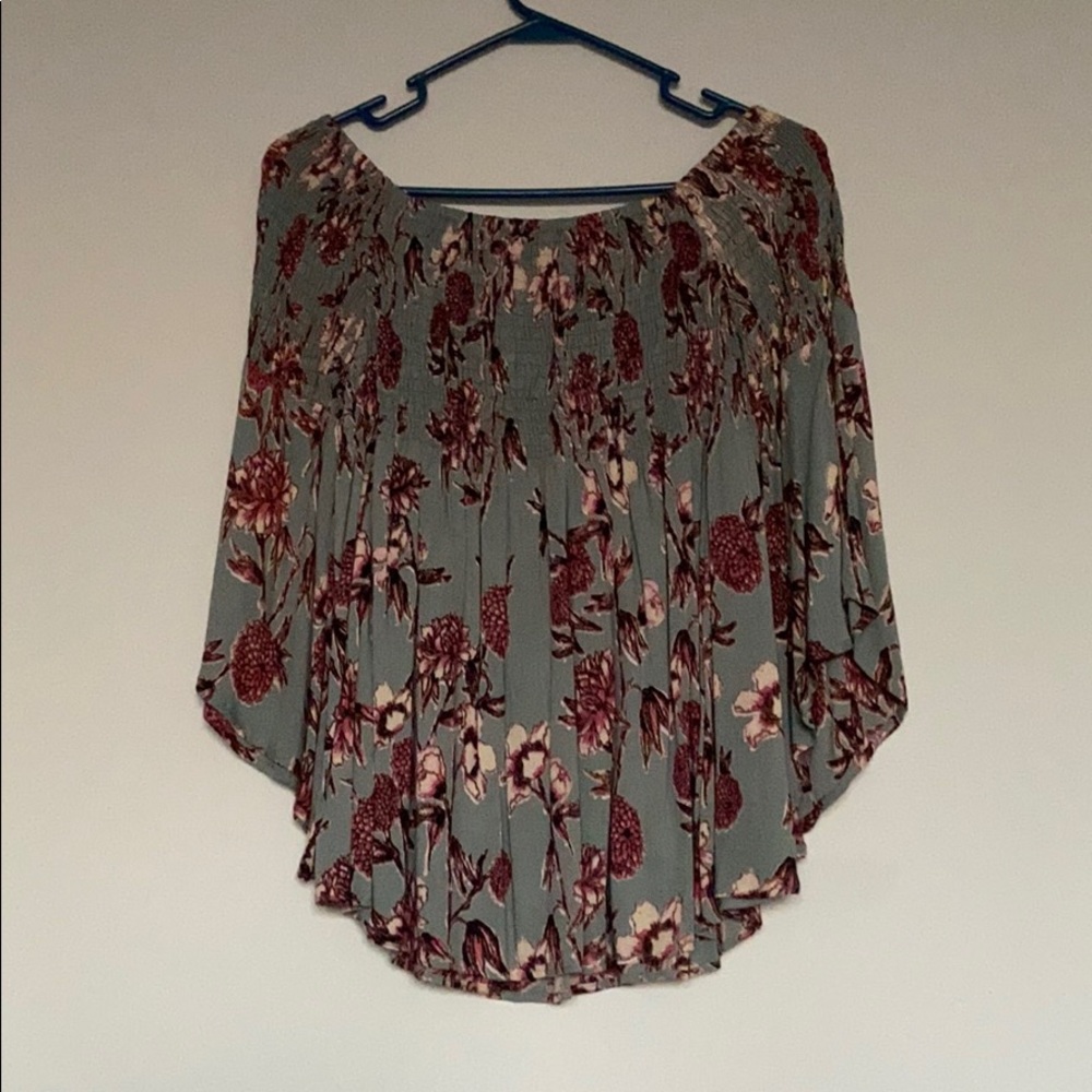 Angie green floral off the shoulder top